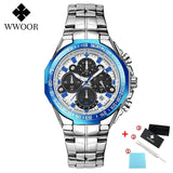 WWOOR Watches Men Top Brand Luxury Black Sports Chronograph Clock Man Fashion Big Dial Quartz Wrist Watch Relogio Masculino 2020