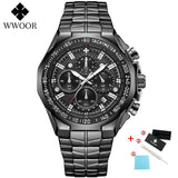 WWOOR Watches Men Top Brand Luxury Black Sports Chronograph Clock Man Fashion Big Dial Quartz Wrist Watch Relogio Masculino 2020