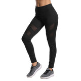 Women Splice Running Yoga Pants High Waist Mesh Seamless Leggings Training Fitness Gym Leggings Elastic Sportswear Sport Pants