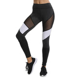 Women Splice Running Yoga Pants High Waist Mesh Seamless Leggings Training Fitness Gym Leggings Elastic Sportswear Sport Pants