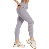 Women Splice Running Yoga Pants High Waist Mesh Seamless Leggings Training Fitness Gym Leggings Elastic Sportswear Sport Pants