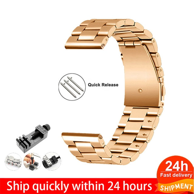 18mm 22mm 20mm 24mm Band For SAMSUNG Galaxy Watch 42 46mm galaxy watch 3 45mm 41mm  Stainless Steel For Amazfit Bip GTR straps