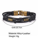 IF ME Vintage Leaf Feather Multilayer Leather Bracelet Men Fashion Braided Handmade Star Rope Wrap Bracelets & Bangles Male Gift