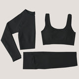 Peeli Ribbed Seamless Yoga Set Sport Suit Workout Clothes for Women Long Sleeve Gym Crop Top High Waist Leggings Fitness Set