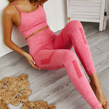 Seamless Yoga Set Women Fitness Clothing Sportswear Woman Gym Leggings Padded Push-up Strappy Sports Bra 2 Pcs Sports Suits
