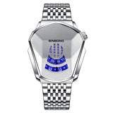 Fashion Cool Locomotive Mens Watches Top Brand Luxury Quartz Gold Wristwatch Men Waterproof Geometric Shape Relogio Masculino