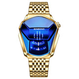 Fashion Cool Locomotive Mens Watches Top Brand Luxury Quartz Gold Wristwatch Men Waterproof Geometric Shape Relogio Masculino