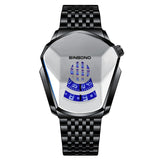 Fashion Cool Locomotive Mens Watches Top Brand Luxury Quartz Gold Wristwatch Men Waterproof Geometric Shape Relogio Masculino