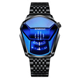 Fashion Cool Locomotive Mens Watches Top Brand Luxury Quartz Gold Wristwatch Men Waterproof Geometric Shape Relogio Masculino