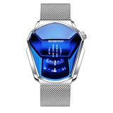 Fashion Cool Locomotive Mens Watches Top Brand Luxury Quartz Gold Wristwatch Men Waterproof Geometric Shape Relogio Masculino