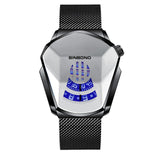 Fashion Cool Locomotive Mens Watches Top Brand Luxury Quartz Gold Wristwatch Men Waterproof Geometric Shape Relogio Masculino