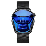 Fashion Cool Locomotive Mens Watches Top Brand Luxury Quartz Gold Wristwatch Men Waterproof Geometric Shape Relogio Masculino