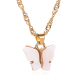 Sweet Acrylic Color Butterfly Necklace For Women Long Wild Clavicle Chain Pendant Refined Stylish Mujer Gift 2020 Trendy Gold