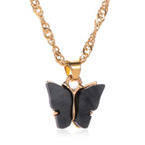 Sweet Acrylic Color Butterfly Necklace For Women Long Wild Clavicle Chain Pendant Refined Stylish Mujer Gift 2020 Trendy Gold