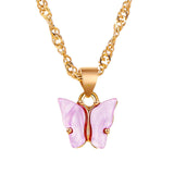 Sweet Acrylic Color Butterfly Necklace For Women Long Wild Clavicle Chain Pendant Refined Stylish Mujer Gift 2020 Trendy Gold