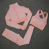 Seamless Women Yoga Sets Female Sport Gym Suits Wear Running Clothes Women Fitness Sport Gym Set Women Long Sleeve Yoga Clothing