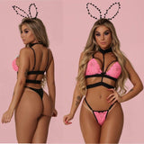 Porno Sexy Lingerie Women Lace Bralette Bra Set Pink Nightwear Sleepwear Bandage Bras and Panties G-string Sets Underwear