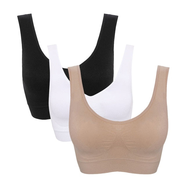 3PCS/lot Seamless Bra With Pads Plus Size Bras For Women Active Bra Wireless Brassiere Push Up Big Size Vest Wireless BH 5XL