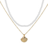 Vienkim 2020 New Double Layer Chain Gold Color Choker Necklace Women Korean Style Pearl Pendant Necklace Fashion Jewelry Collar
