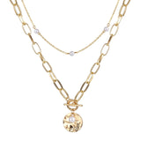 Vienkim 2020 New Double Layer Chain Gold Color Choker Necklace Women Korean Style Pearl Pendant Necklace Fashion Jewelry Collar