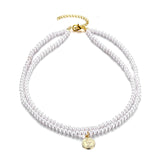 Vienkim 2020 New Double Layer Chain Gold Color Choker Necklace Women Korean Style Pearl Pendant Necklace Fashion Jewelry Collar