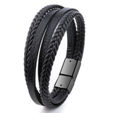 Wholesale Price Classic Genuine Leather Bracelet For Men Hand Charm Jewelry Multilayer male bracelet Handmade Gift For Cool Boys