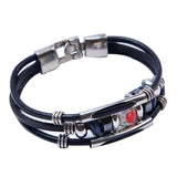 Wholesale Price Classic Genuine Leather Bracelet For Men Hand Charm Jewelry Multilayer male bracelet Handmade Gift For Cool Boys