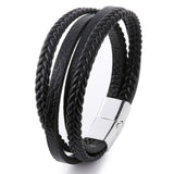 Wholesale Price Classic Genuine Leather Bracelet For Men Hand Charm Jewelry Multilayer male bracelet Handmade Gift For Cool Boys