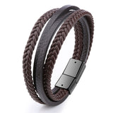 Wholesale Price Classic Genuine Leather Bracelet For Men Hand Charm Jewelry Multilayer male bracelet Handmade Gift For Cool Boys