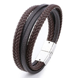 Wholesale Price Classic Genuine Leather Bracelet For Men Hand Charm Jewelry Multilayer male bracelet Handmade Gift For Cool Boys