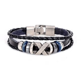 Wholesale Price Classic Genuine Leather Bracelet For Men Hand Charm Jewelry Multilayer male bracelet Handmade Gift For Cool Boys