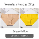 FINETOO Seamless Panty Set Underwear Female Comfort Intimates 2Pcs/lot Fashion Female Low-Rise Briefs 8 Colors Ladies Lingerie