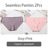 FINETOO Seamless Panty Set Underwear Female Comfort Intimates 2Pcs/lot Fashion Female Low-Rise Briefs 8 Colors Ladies Lingerie