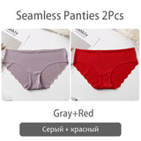 FINETOO Seamless Panty Set Underwear Female Comfort Intimates 2Pcs/lot Fashion Female Low-Rise Briefs 8 Colors Ladies Lingerie