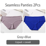 FINETOO Seamless Panty Set Underwear Female Comfort Intimates 2Pcs/lot Fashion Female Low-Rise Briefs 8 Colors Ladies Lingerie