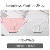 FINETOO Seamless Panty Set Underwear Female Comfort Intimates 2Pcs/lot Fashion Female Low-Rise Briefs 8 Colors Ladies Lingerie