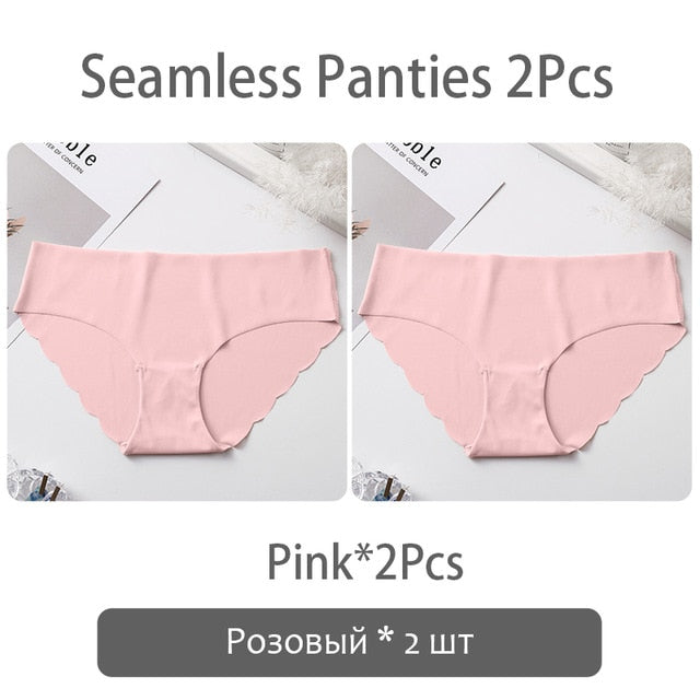 FINETOO Seamless Panty Set Underwear Female Comfort Intimates 2Pcs/lot Fashion Female Low-Rise Briefs 8 Colors Ladies Lingerie
