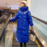 Vielleicht 2020 Hooded Ladies Coat X-Long Parkas Oversize Winter Jacket Women Glossy Winter Thick Down Cotton Jacket Women Coat