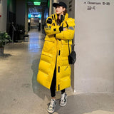 Vielleicht 2020 Hooded Ladies Coat X-Long Parkas Oversize Winter Jacket Women Glossy Winter Thick Down Cotton Jacket Women Coat