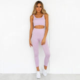 Khaki Sports Set 2 Piece Set Women Yoga Sets High Waist Sports Leggings Sports Bra Gym Clothing Workout Set Sport Suit Women