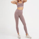 Khaki Sports Set 2 Piece Set Women Yoga Sets High Waist Sports Leggings Sports Bra Gym Clothing Workout Set Sport Suit Women