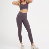 Khaki Sports Set 2 Piece Set Women Yoga Sets High Waist Sports Leggings Sports Bra Gym Clothing Workout Set Sport Suit Women