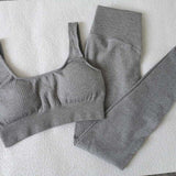 Khaki Sports Set 2 Piece Set Women Yoga Sets High Waist Sports Leggings Sports Bra Gym Clothing Workout Set Sport Suit Women