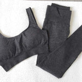 Khaki Sports Set 2 Piece Set Women Yoga Sets High Waist Sports Leggings Sports Bra Gym Clothing Workout Set Sport Suit Women