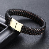 Wholesale Price Classic Genuine Leather Bracelet For Men Hand Charm Jewelry Multilayer male bracelet Handmade Gift For Cool Boys