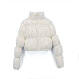 AtxyxtA Puffer Jacket  Cropped Parka Bubble Coat Winter Women New Fashion Clothing Black Red Purple Pink Green Blue Silver XXL