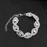 Bohemian Style Women Girls Gold Bracelet  Rhinestone Leaves Chain Bangle Luxury Wedding Jewelry Simple Fashion Elegant New