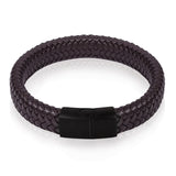 Jiayiqi Punk Men Jewelry Black/Brown Braided Leather Bracelet Stainless Steel Magnetic Clasp Fashion Bangles Gift 18.5/22/20.5cm