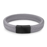 Jiayiqi Punk Men Jewelry Black/Brown Braided Leather Bracelet Stainless Steel Magnetic Clasp Fashion Bangles Gift 18.5/22/20.5cm