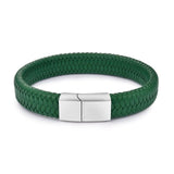 Jiayiqi Punk Men Jewelry Black/Brown Braided Leather Bracelet Stainless Steel Magnetic Clasp Fashion Bangles Gift 18.5/22/20.5cm